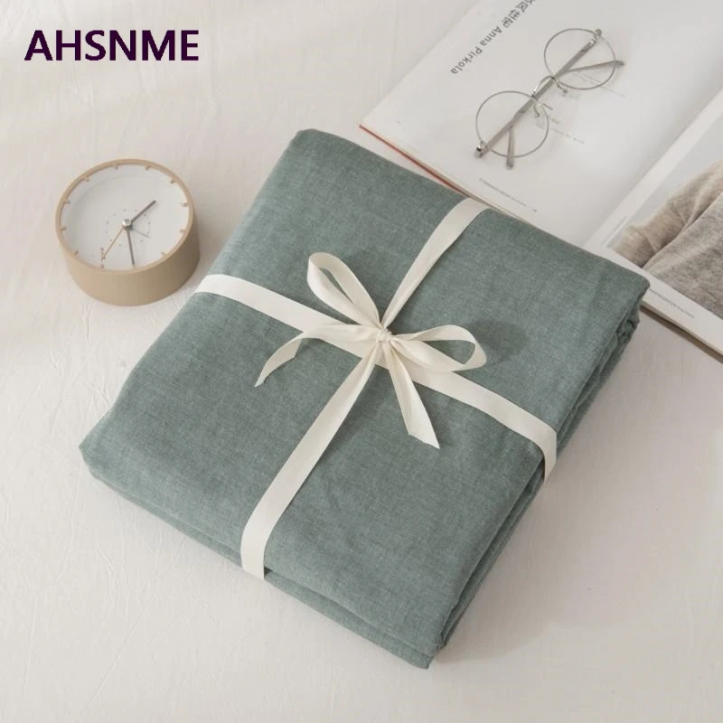 AHSNME 100% Cotton sheets Super Soft parure de lit Cool Summer Simple Army Green Fitted Sheet 90x200/120x200/180x200cm 6