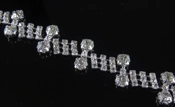 

Free-Shipping 10Yards/ lot Sparkling Crystal Glass Rhinestone Bridal Trim Fashion Chain Silver 1.8cm