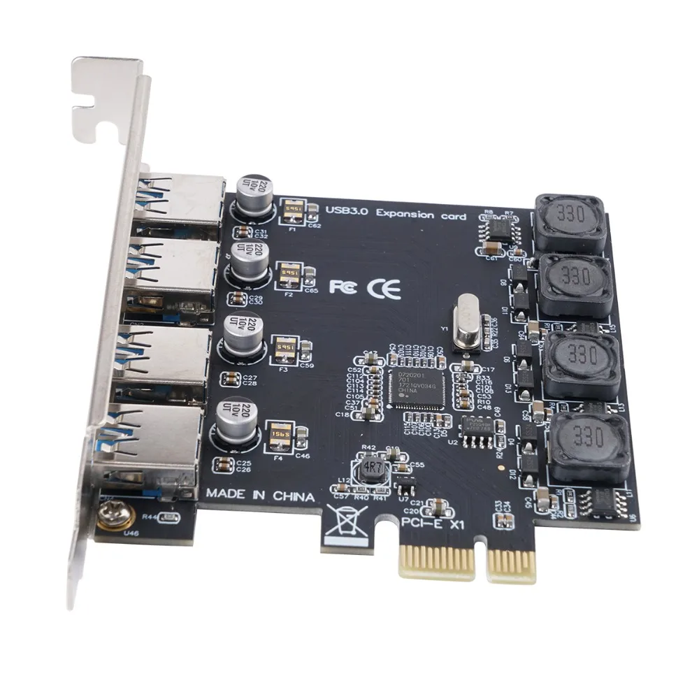 Koop ORICO USB 3.0 PCI E Express card 4 Port Super Speed 5Gbps PCI E Uitbreidingskaart Adapter Voor Desktop PC Computer componenten Win10