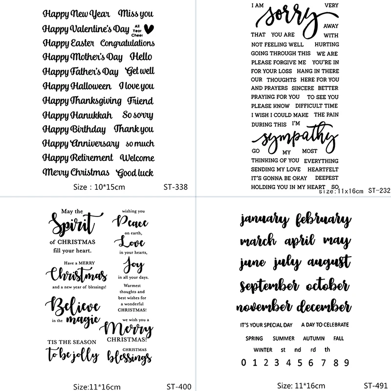 AZSG Various Blessings/Wishes/Lovelorn/Calendar Word Clear Stamps For DIY Scrapbooking/Album Decorative Silicone Stamp Crafts