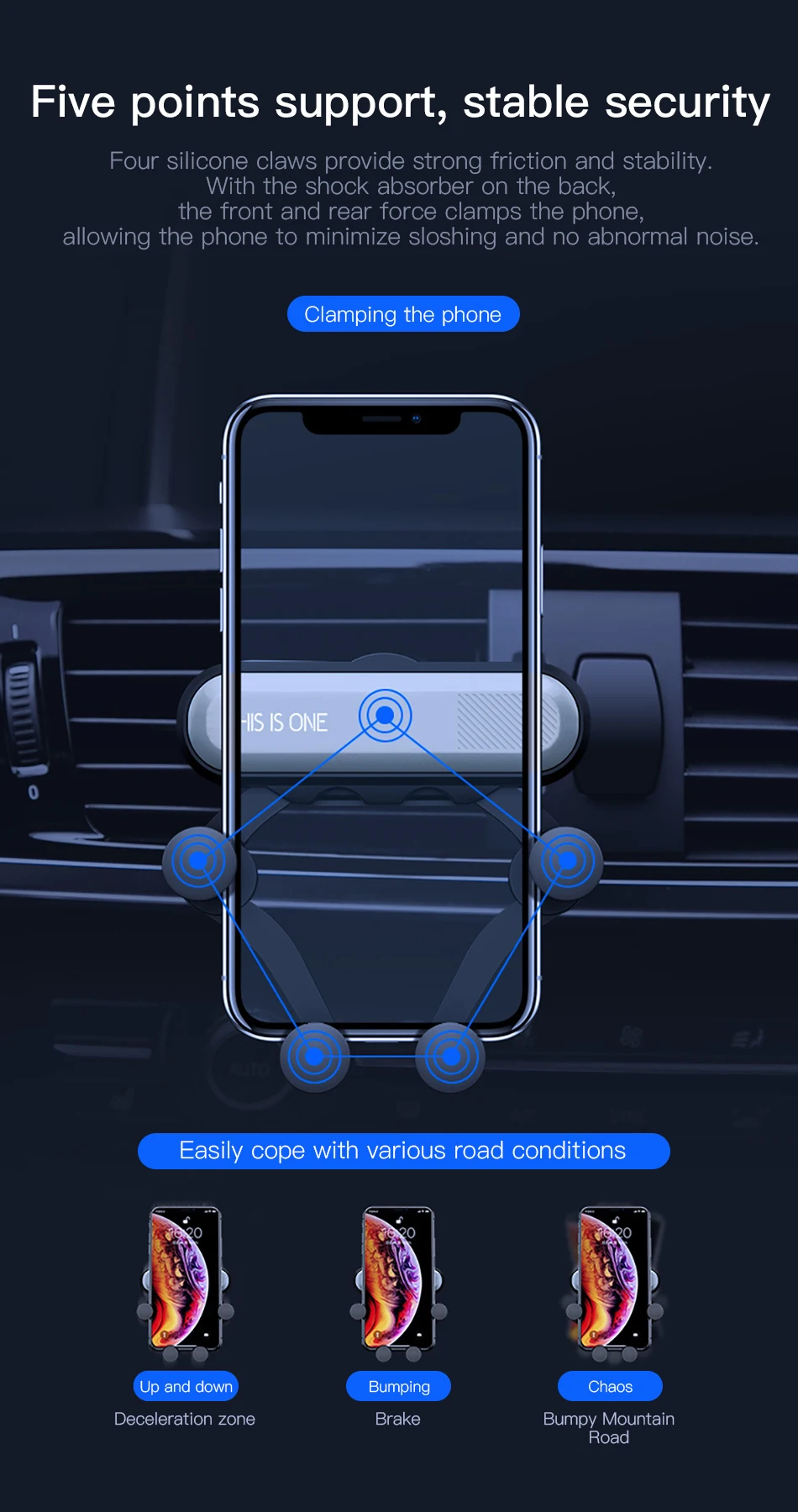 !ACCEZZ Gravity Car Phone Holder Air Vent Mount Clip For iPhone XS Universal Mobile Phone Stand Support GPS in Car Auto Bracket (4)
