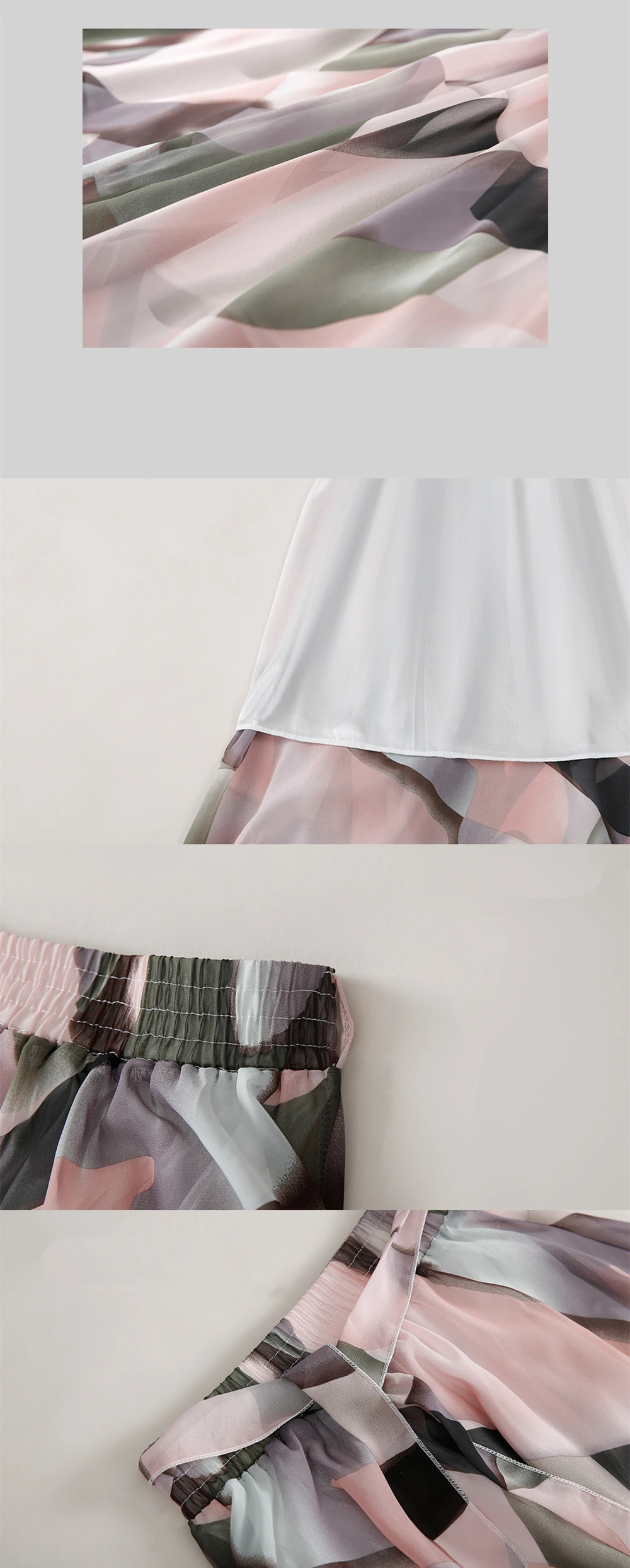 HXJJP весна лето нарезанная шифоновая юбка до середины икры с принтом большой маятник Повседневная трапециевидная Женская юбка с эластичным поясом