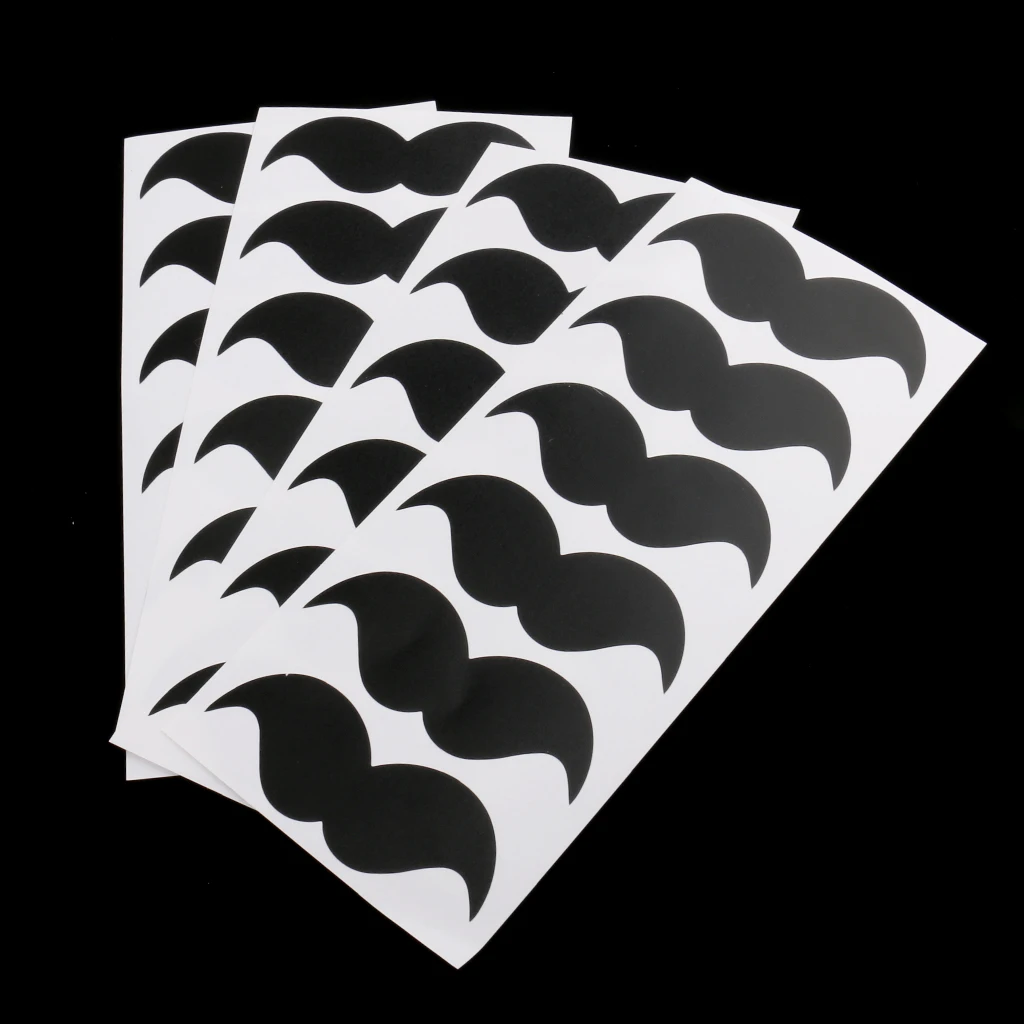 54PCS/PACK Black Board Self Adhesive Sticker Vinyl Mustache Decal Cup Stickers for Birthday Party Celebration Decor 