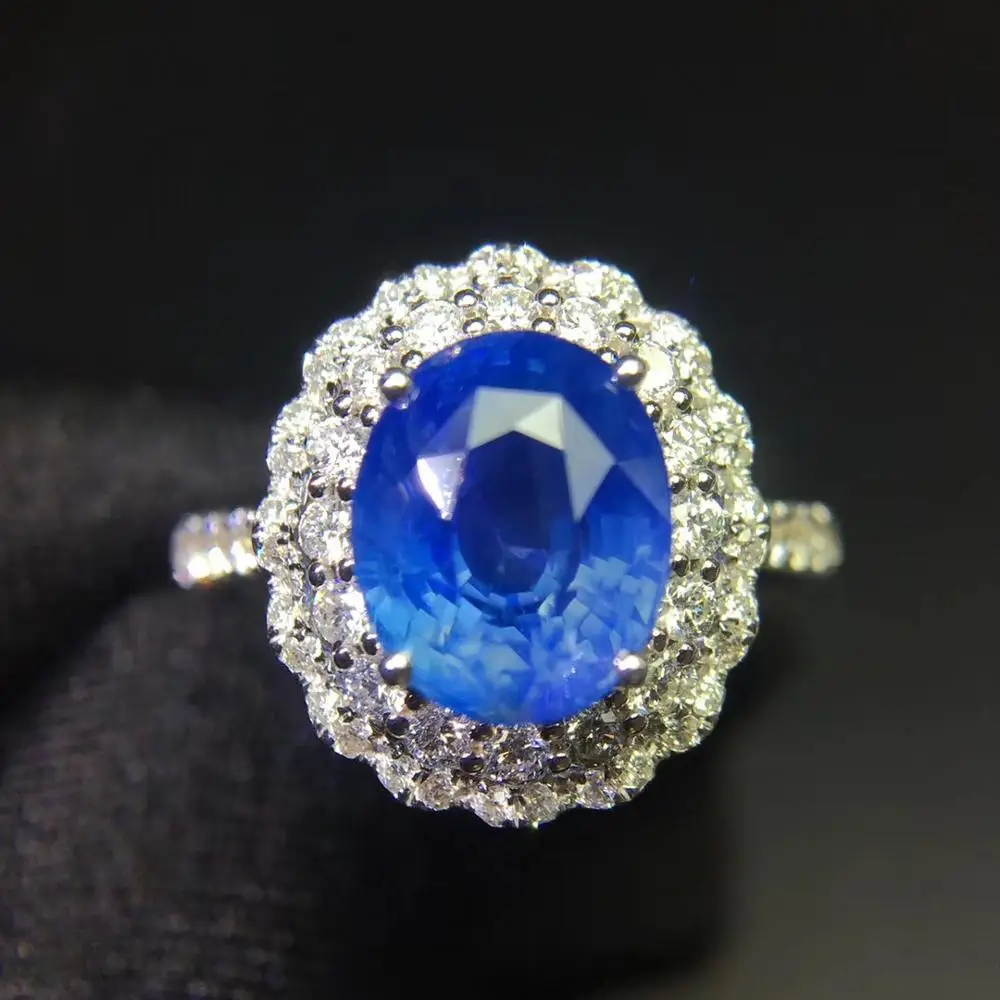 Ювелирные изделия из сапфира кольцо натуральный 3.75ct Cornflowerl драгоценный камень