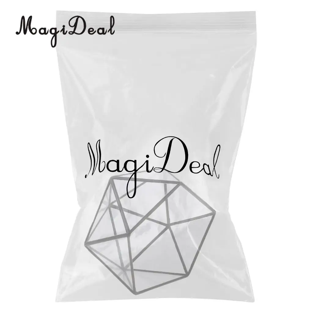MagiDeal прозрачный стеклянный геометрический Террариум коробка для растений сеялка 17x17x17 cm черный