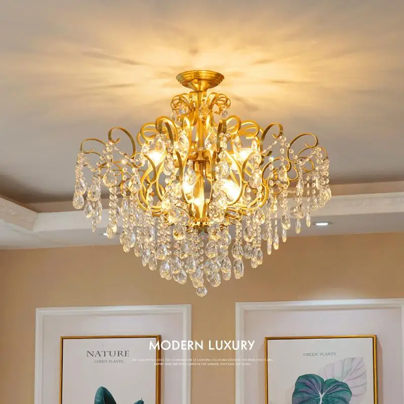 Modern Minimalist Ceiling Lamps Living Room Romantic Child's Bedroom Lamp Gold crystal Ceiling Chandelier Indoor Lighting Fixtur