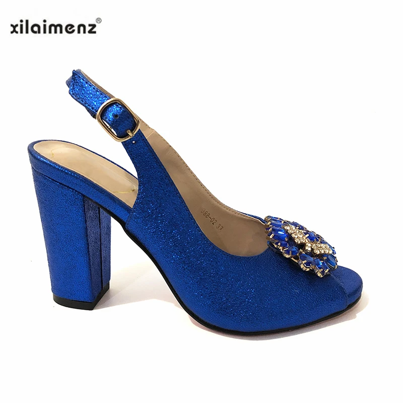 

Italian Shoes Without bag Pumps New Design 2019 Women Blue Color Shoes for Wedding Italian Summer Party Sandals