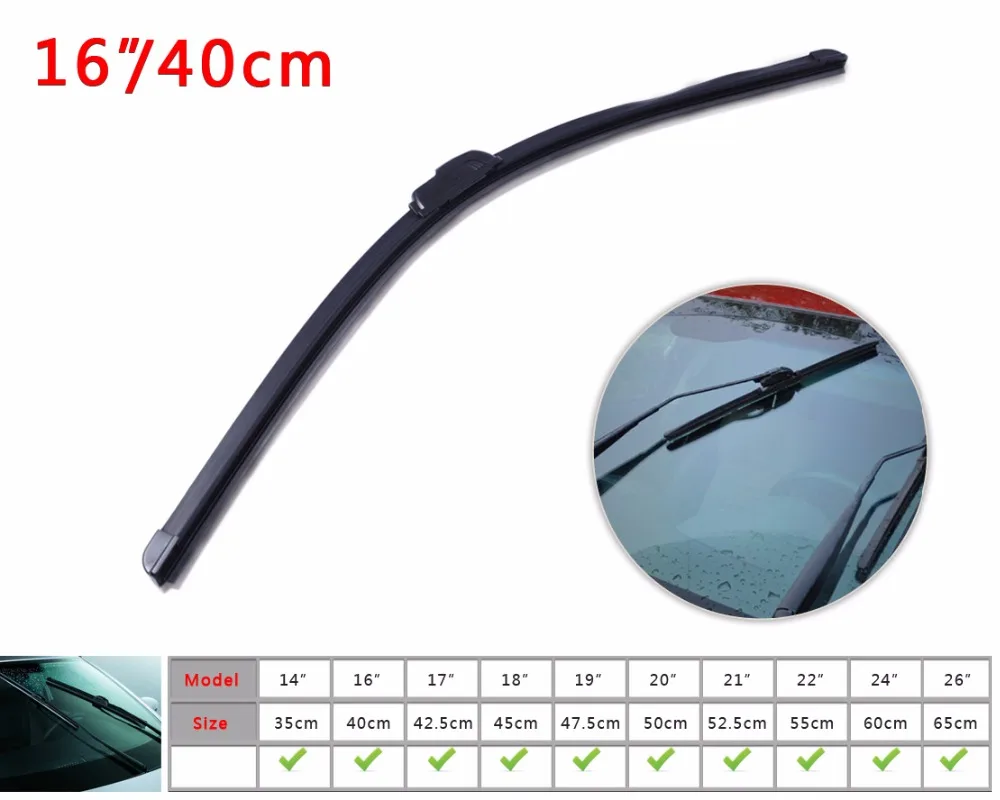 CITALL Free Shipping 1Pc 16" Soft Quality Bracketless Frameless Wipers Grade AAA Rubber Window