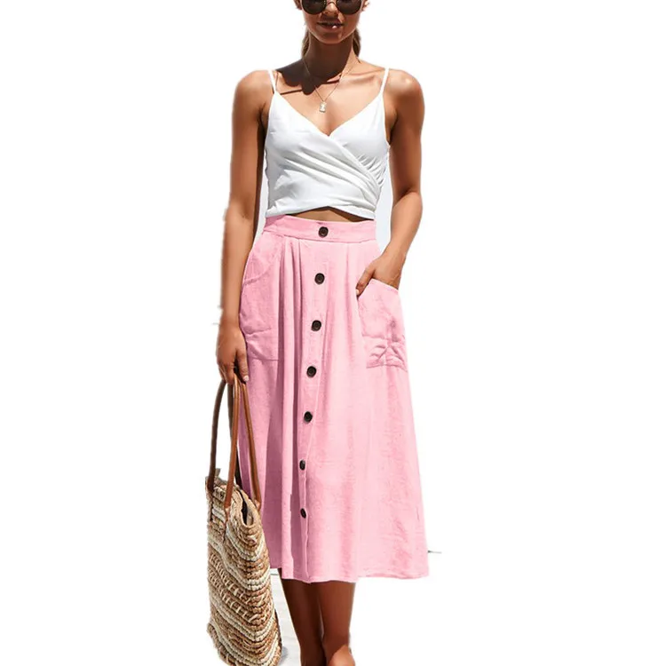 Юбки розовые Большие размеры женские юбки harajuku розовые летние готические карманы Прямые повседневные mama уличная 80 s Костюм