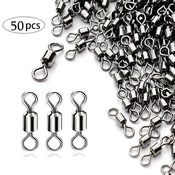 

50PCS/Bag Fishing Swivel Barrel Swivel Solid Rings Stainless Steel Fishing Hooks Connector Ocean Boat Fishing Hooks