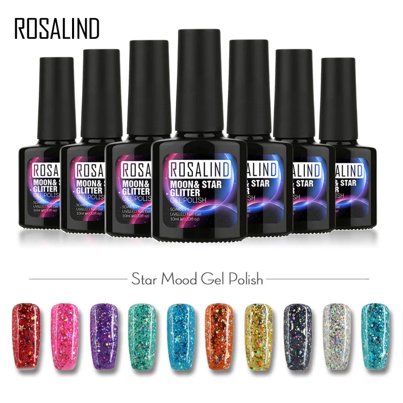 Алмазный Гель лак для ногтей ROSALIND 10 мл блестящий УФ светодиодный Блестящие