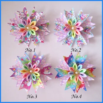 

20 Girl 3.5" Fairy Hair Bow Clip B- Unicorn Flower happy Lo Dol Surp Baby