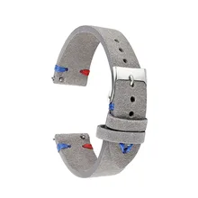 Для мужчин и женщин Ремешки для наручных часов 18 мм 20 мм 22 мм серый натуральная замша кожа ручной работы винтажные наручные часы ремешок металлическая пряжка KZSD05