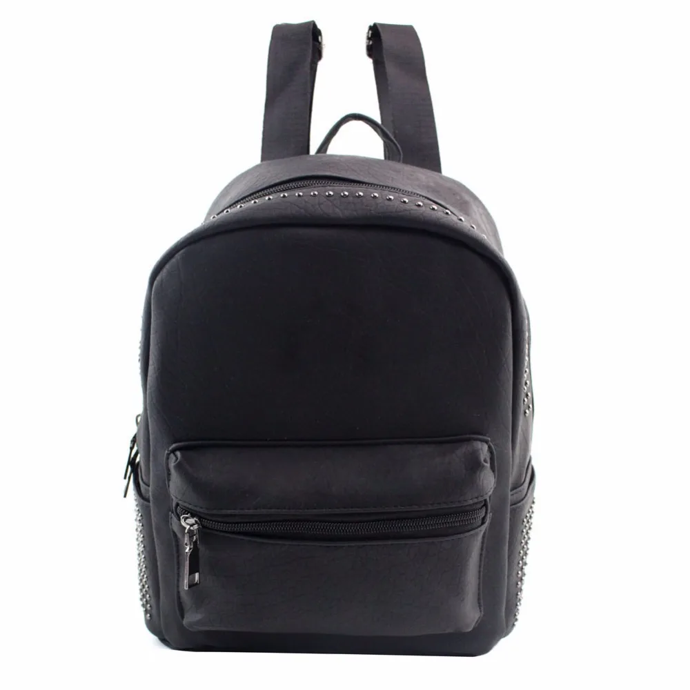 Fashion Women s Leather Backpacks Rivet Schoolbags for Teenage Girls High Quality Travel Backpack Designer Small