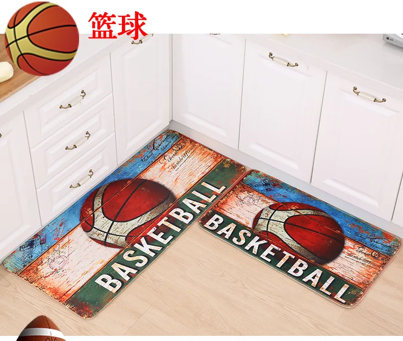 

New Modern Kitchen Mats For Floor European Cup Football Basketball Rugby Welcome Doormat Living Room Rug Bathroom