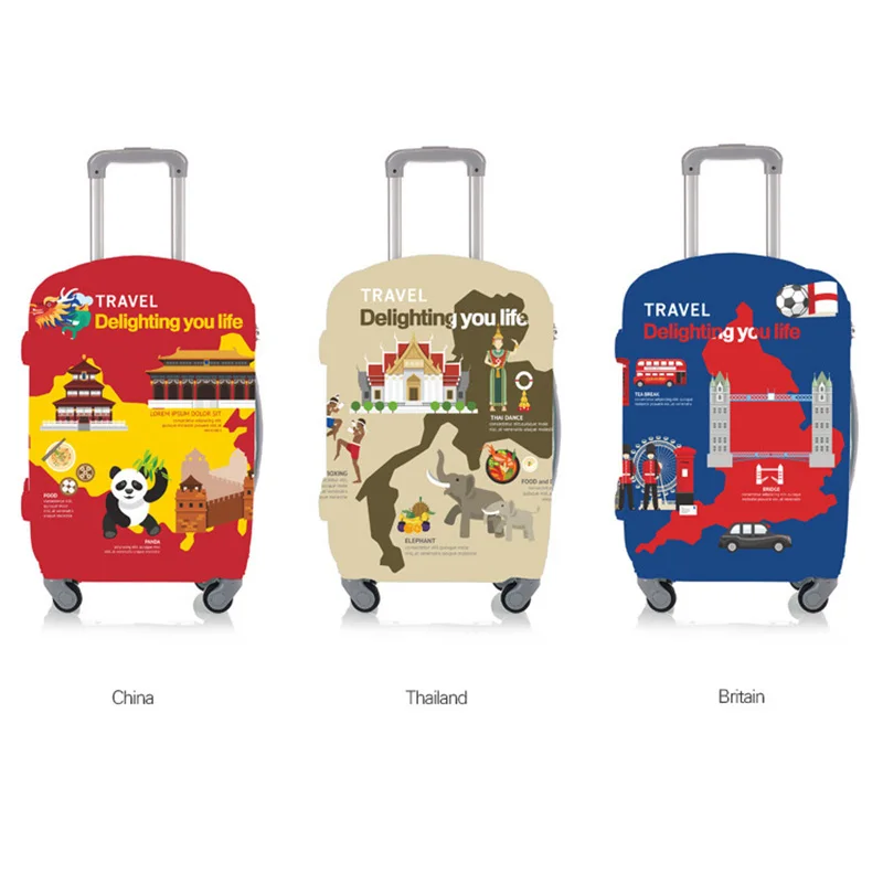 

2018 New Cute Cartoon printing Thicken Luggage Waterproof Cover Suitcase Protector Trunk Protective Wear-resistant Case LBY2018