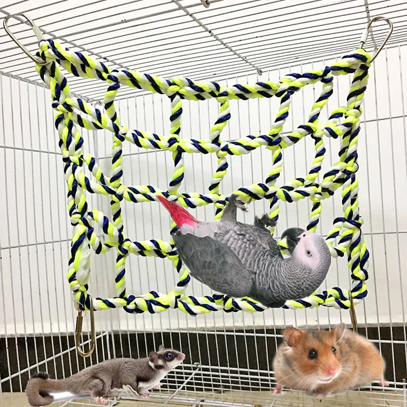 

Parrot Climbing Ladder Cotton Rope Net Cage Hanging Pet Activity Toy for Hamster Ferret Small Animal KM88