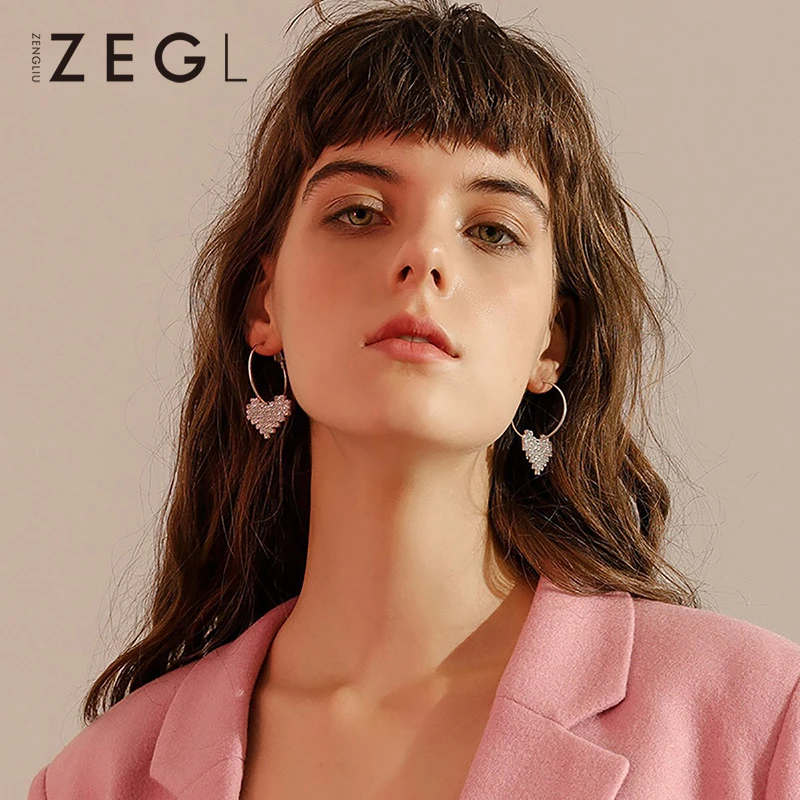

ZEGL love circle earrings long fashion ladies earrings long earrings jewelry