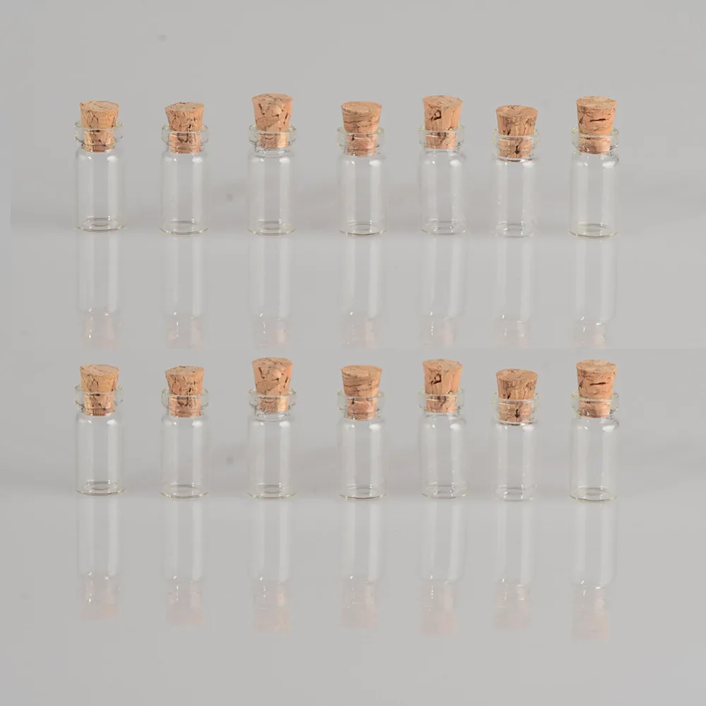 1ml Mini Clear Glass Bottles With Cork Empty Glass Vials Jars Small Wishing Bottle3