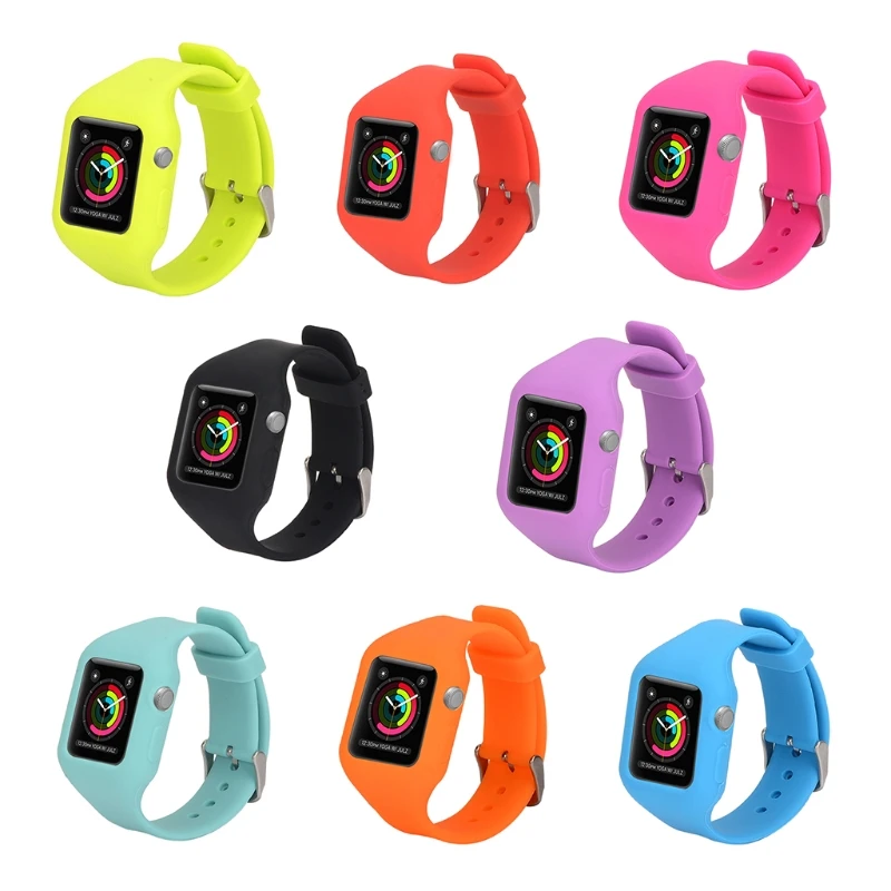 DHL 100 шт силиконовый ремешок для часов с защитным чехлом для Apple Watch iWatch 3 2 1 38 мм 42 мм сменный мягкий ремешок на запястье
