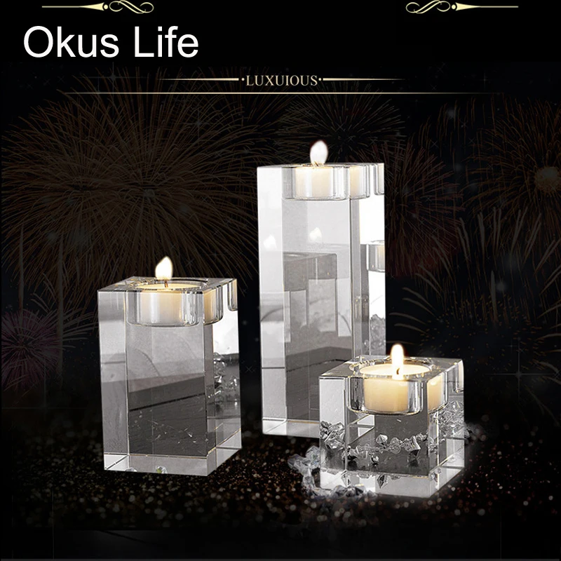 

K9 Crystal Religious Candle Holders Tealight Candlestick Wedding Home Decorations Table Centerpieces Bonus Coffee Shop Decor