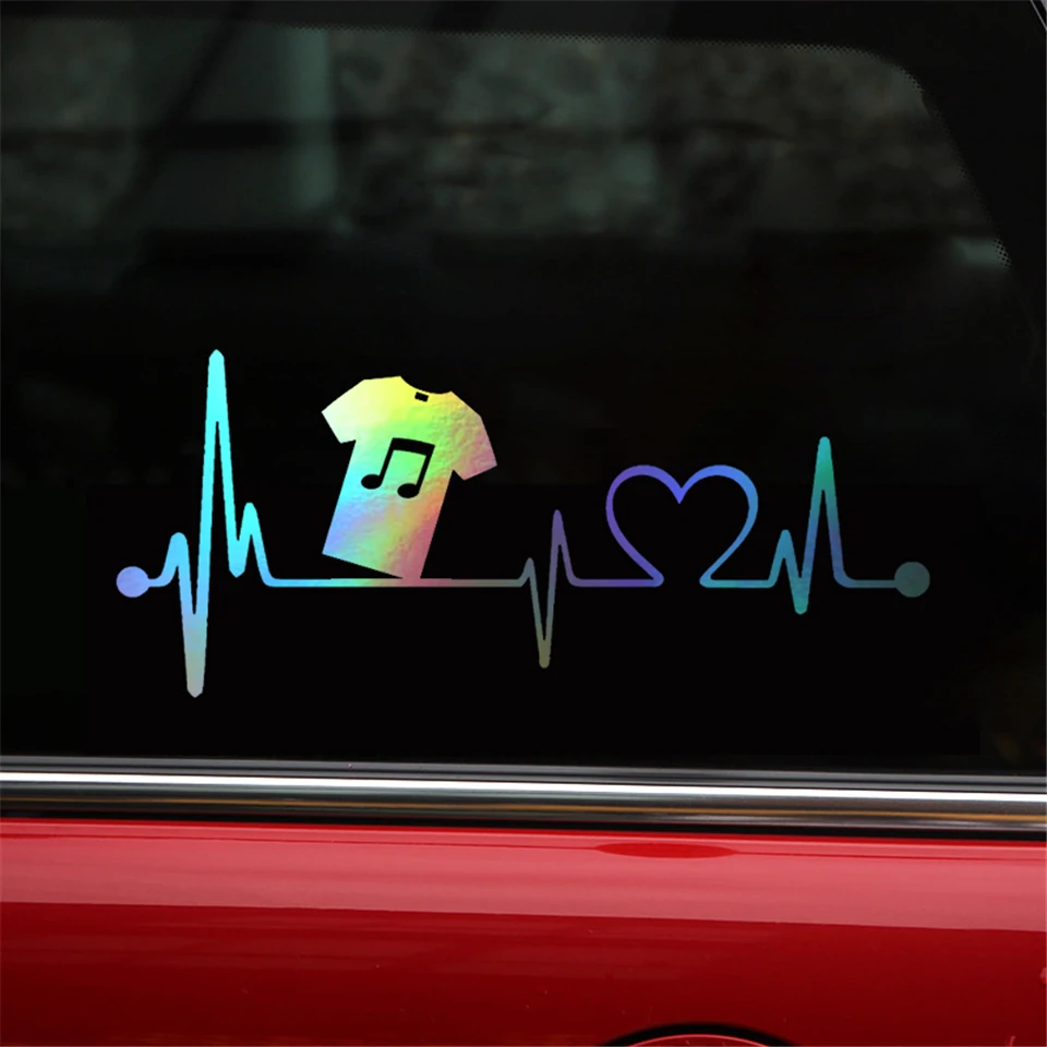 Music T-shirt Lifeline Vinyl Applique Creative Car Sticker Car Model Truck Parts BlackSilver 21.1cmx7 (2)