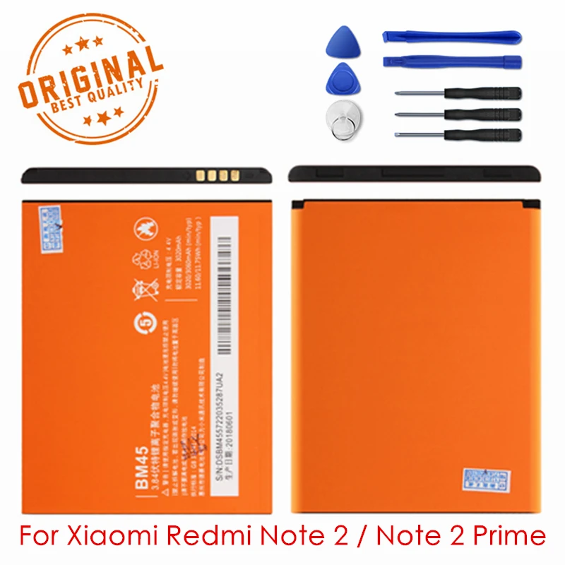

Original BM45 Battery Xiaomi Redmi Note 2 Prime Phone Charging Batteries 3020mAh High Capacity Lithium Polymer Replacement Parts
