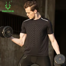 Мужские компрессионные рубашки с принтом фитнес-зал топы быстросохнущая летняя спортивная одежда Vansydical