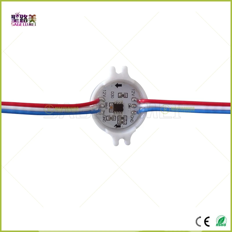 200 шт. DC12V ws2811ic 30 мм Диаметр прозрачный/молочный покрова 3LED 5050 RGB LED Pixel Модуль полный Цвет LED точка водонепроницаемый IP68