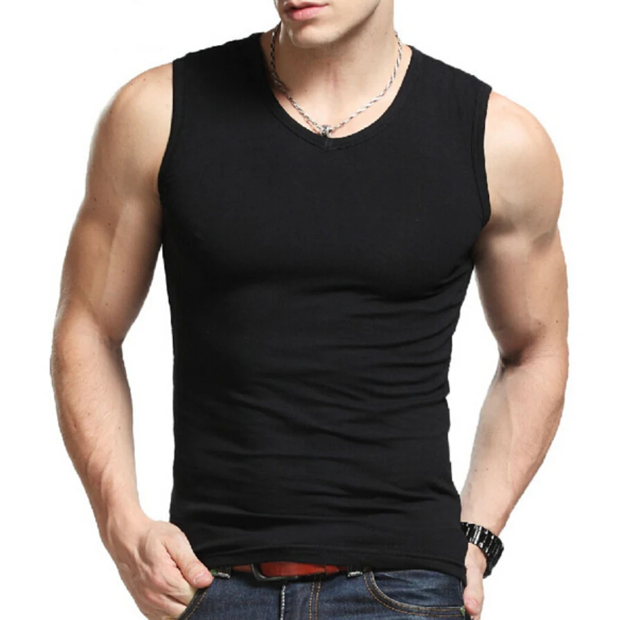 Мужское хлопковое бесшовное нижнее белье размера плюс, удобное нижнее белье с широкими плечами и v-образным вырезом