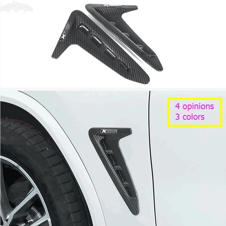 ABS sliver/Carbon Fiber Style For BMW X3 G01 2018 19 Car Front Fender Decoration Side Air Vent Nozzle Sticker Trim Accessories