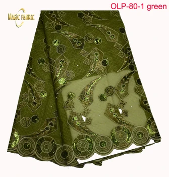 

Sequins organza lace fabric 2017 hot sale African organza lace embroidered fabric high quality for garment 5yards OLP-80
