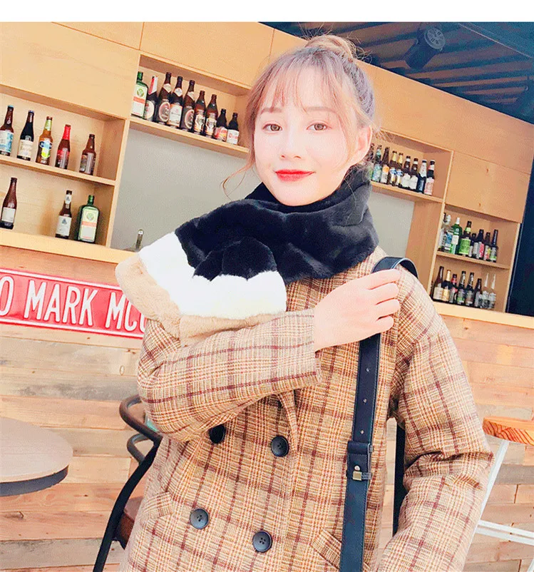  New Plush Scarf Bib Women Korean Version Of Autumn And Winter Imitation Rabbit Fur Collar Female Thick Warm Collar Scarf SN45 (4)