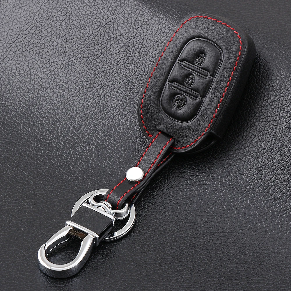 

Car Accessories,3 Button Leather Remote Key Fob Case Cover For Renault Duster Sandero Logan Clio Captur Laguna Scenic 2016 2017