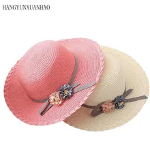 The New Summer Fashion Beach Hats For Boys Girls large Brimmed Straw Hat Grils Flower Foldable Brimmed Sun Hat multi brimmed sinamay hat