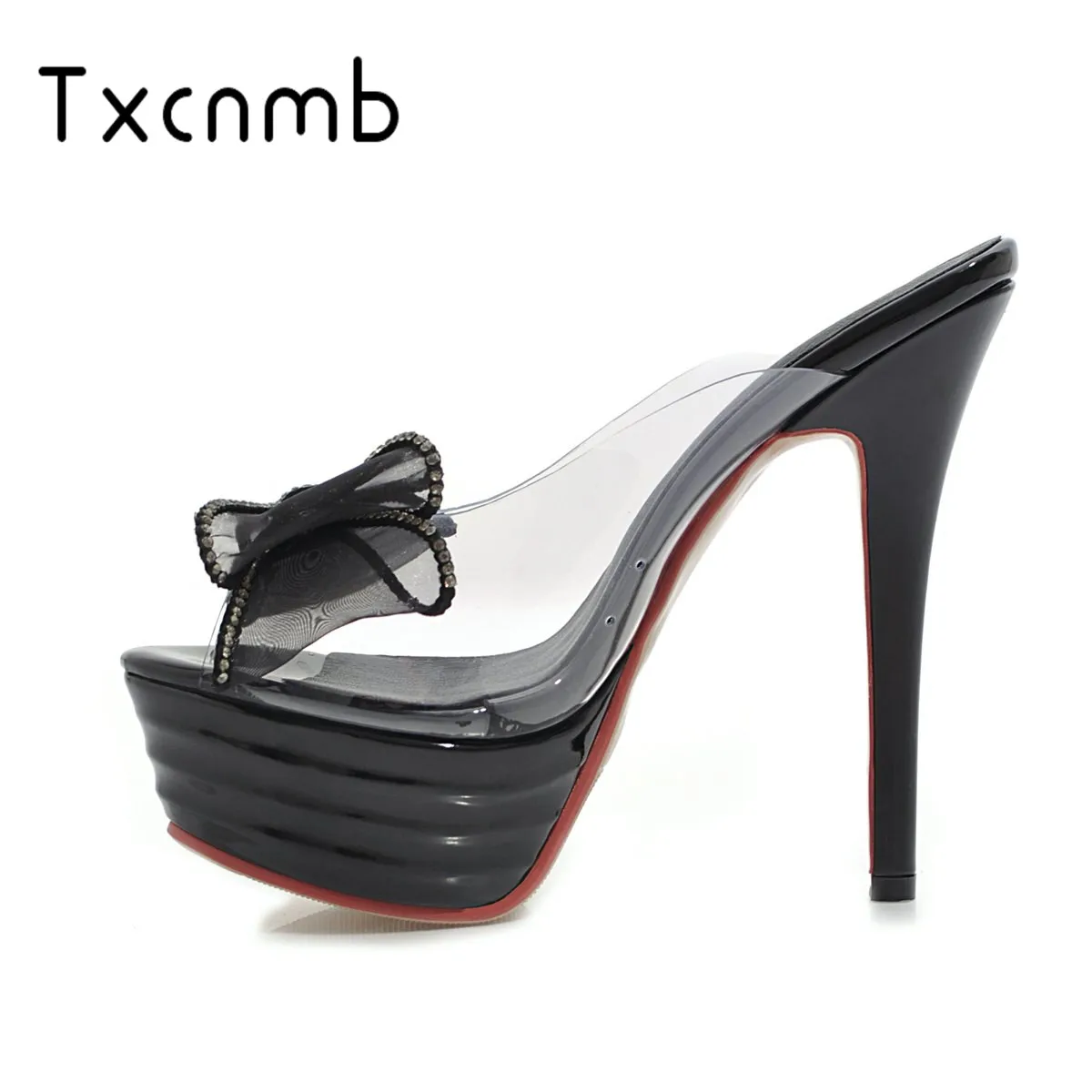 

TXCNMB shoes woman 2019 pvc Transparent Women Sandal summer super High Heel Fashion sandals woman Slippers Slingback Ladies