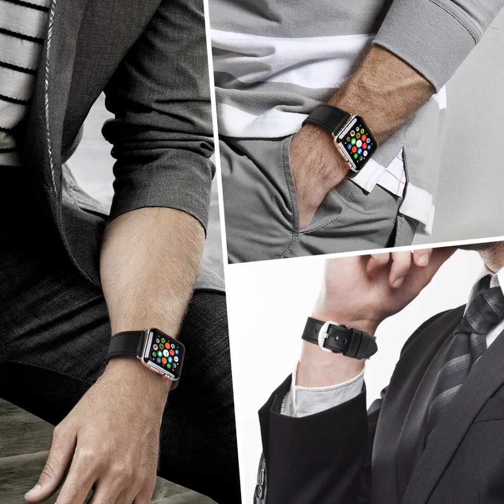 MAIKES Новый кожаный ремешок для часов совместимый с Apple Watch Band 44 мм 40 мм/42 38 серия 4 3 2 1
