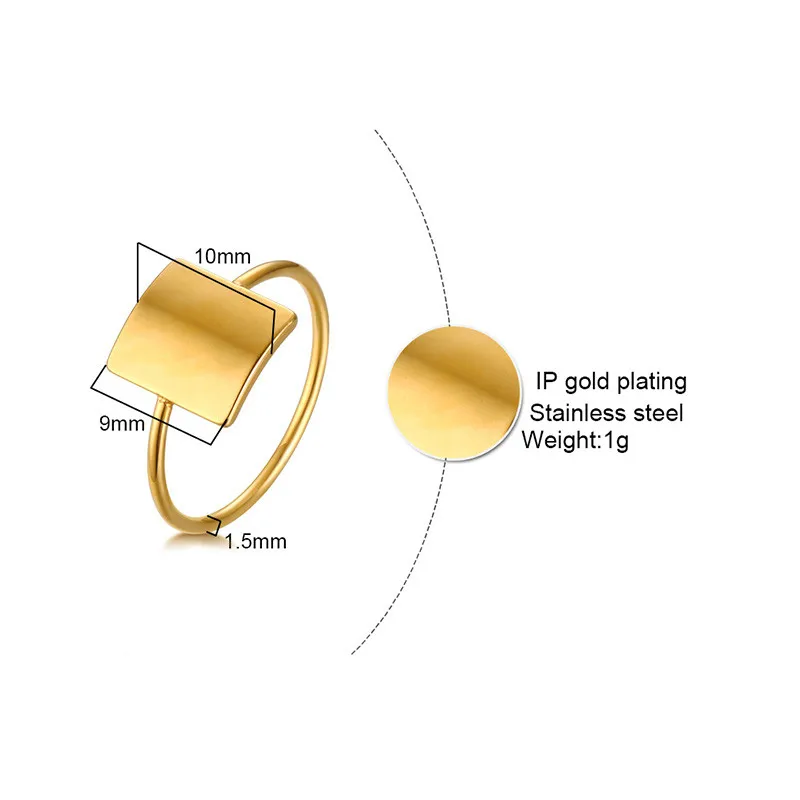 Новое Золотое квадратное обручальное кольцо из нержавеющей стали для женщин оптом