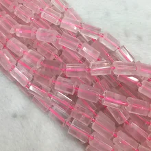 Натуральный прозрачный розовый кристалл Кварц Граненый ручной резки бусы в виде трубок колонка в виде бочки бусины 1" 05352