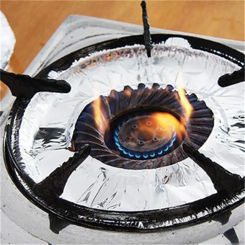 10 Pcs Aluminum Foil Quadrate Round Gas Burner Disposable Bib Liners