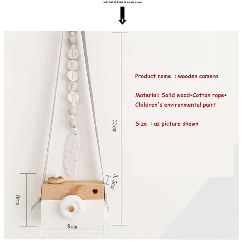 Милые деревянные игрушки в скандинавском стиле, камера для детей, подвесная камера для фотосессии, украшение, детские игрушки Монтессори, детские подарки на день рождения, Рождество