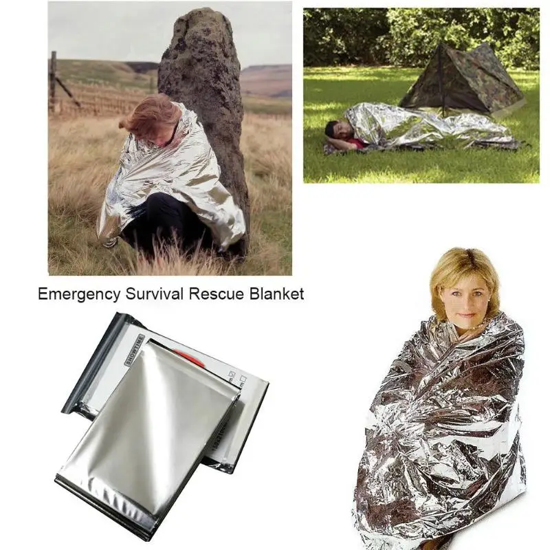 

210*130CM Water Proof Emergency Survival Rescue Blanket Foil Thermal Space First Aid Sliver Rescue Curtain Outdoor