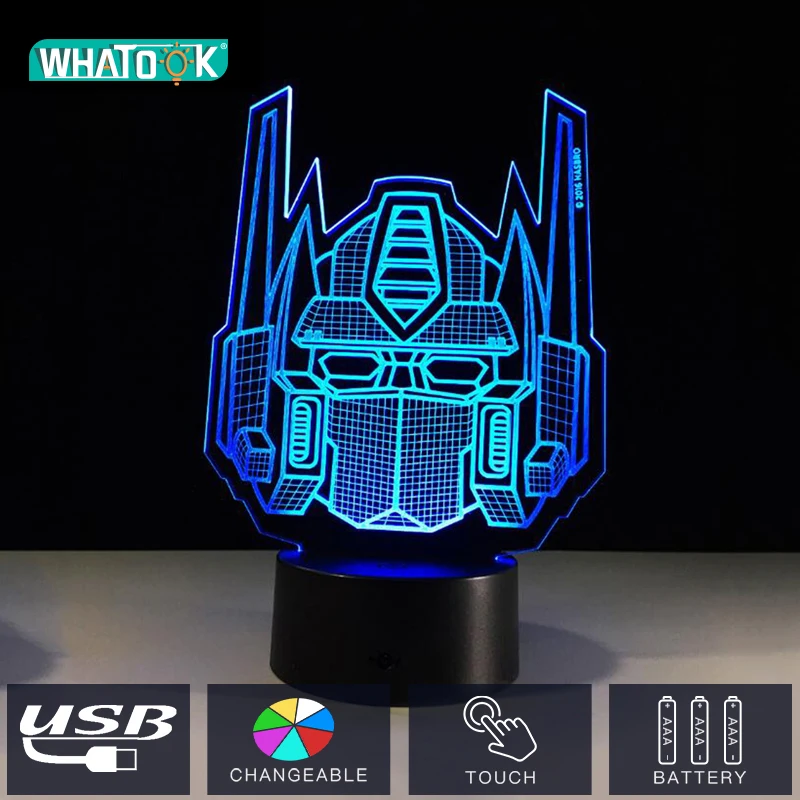 

Transformers Acrylic 3D Illusion LED Night Lights Lamps Anime Optimus Prime Convoy USB Battery Table Lighting Decor Luminous New