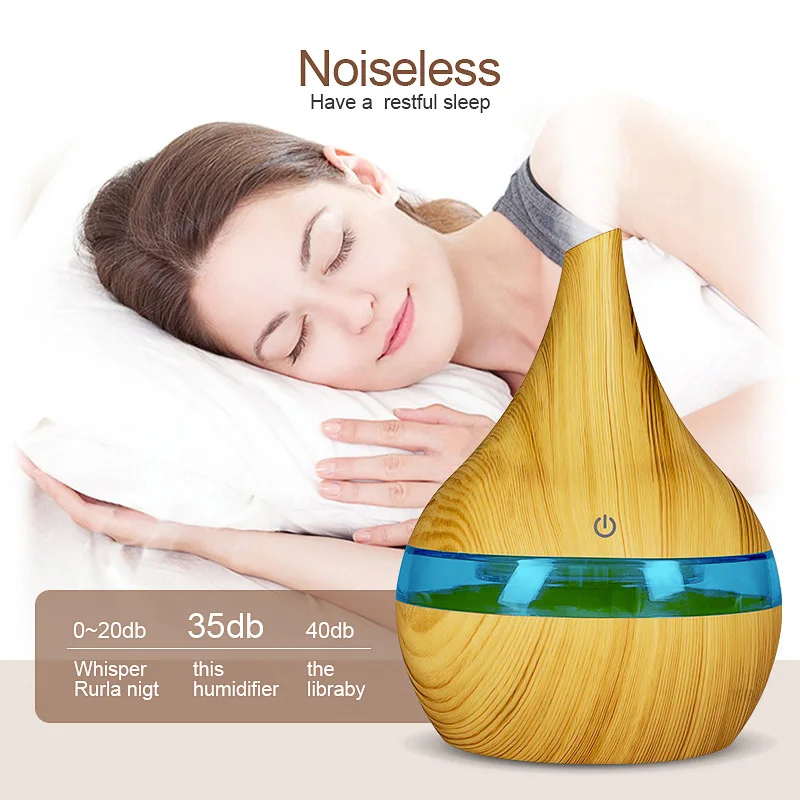 

300ml USB Electric Aroma Air Diffuser Wood Ultrasonic Air Humidifier Essential Oil Aromatherapy Cool Mist Maker For Home