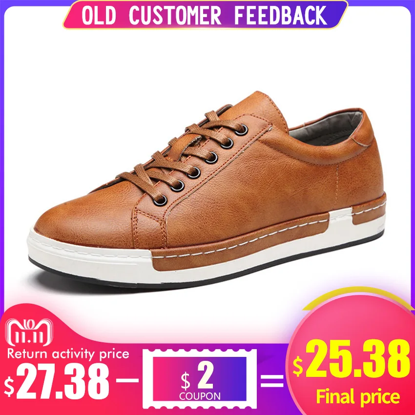 BIMUDUIYU Autumn New Casual Shoes Mens Leather Flats Lace-Up Shoes Simple Stylish Male Shoes Large Sizes Oxford Shoes For Men BIMUDUIYU Autumn New Casual Shoes Mens Leather Flats Lace-Up Shoes Simple Stylish Male Shoes Large Sizes Oxford Shoes For Men
