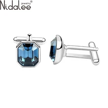 Joyería nidalee 2016 100% cristal de swarovski clásico gemelos de gemelos de hombre de moda de gama alta joyería de la boda de las mancuernas