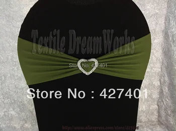 

Hot Sale Army Green Spandex Bands / Lycra Band /Chair Covers Sash With Heart Shape Buckle For Wedding & Banquet