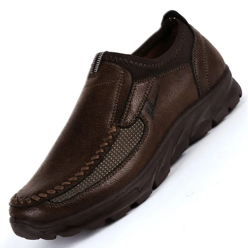 Роскошная повседневная обувь Для мужчин Туфли без каблуков Лоферы без застежки дышащая мужская обувь; обувь для взрослых; Sapato Masculino размера плюс; большие размеры 38-47 Мужская обувь - Цвет: Fashion Chocolate
