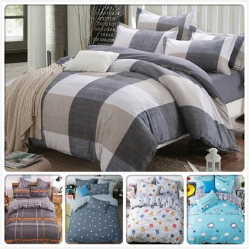

Grey White Stripe Plaid Duvet Cover 3pcs/4pcs Bedding Set Single Twin Queen King Double Big Size Bed Linens Soft Cotton Bedlinen