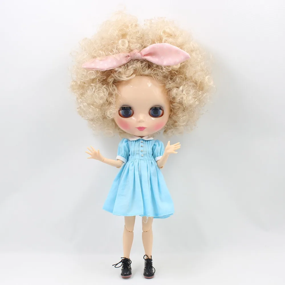Neo Blythe Doll with Blonde Hair, Natural Skin, Shiny Cute Face & Custom Jointed Body 1